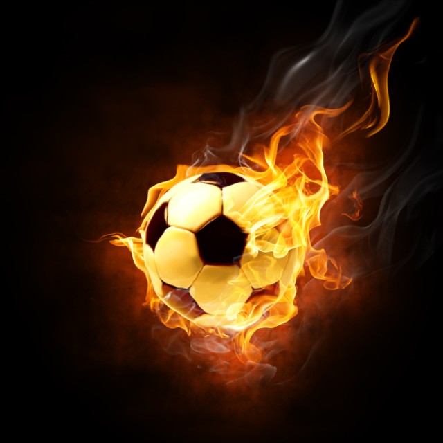 football in flames